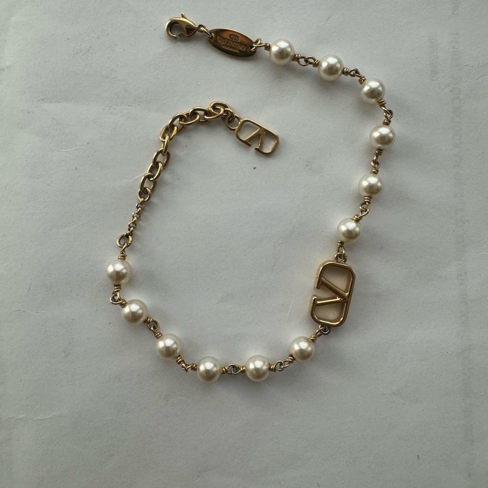 Valentino Garavani Gold and Pearl Bracelet